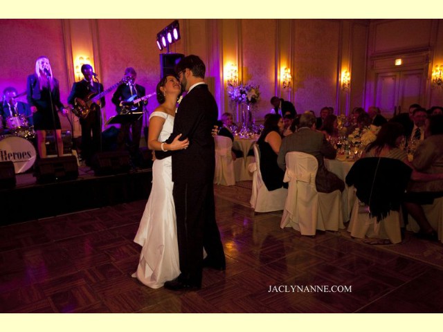 Bride & Groom with band in the background