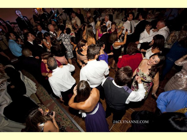 Dance floor with band in the background